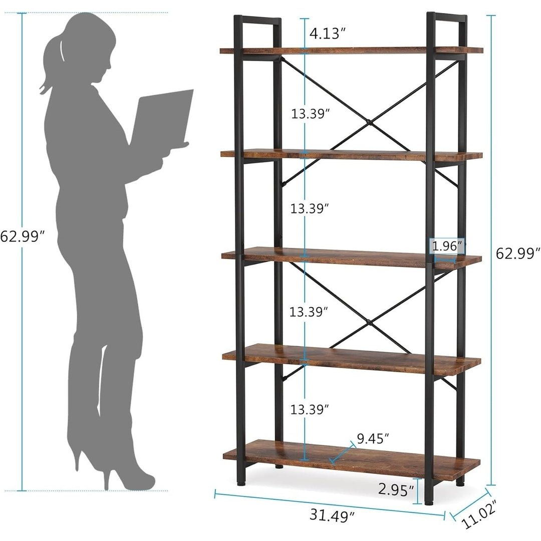 Tribesigns 5 Tier Black Bookshelf, Modern Etagere Bookcase with Metal Frame, Tall Book Shelf Unit Image 7