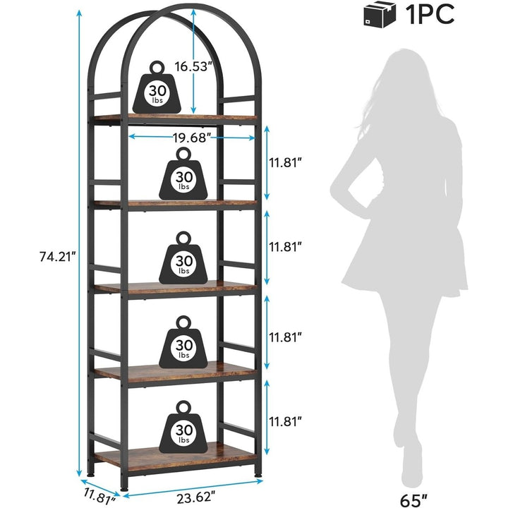 Tribesigns 5-Tier Open Bookshelf Black 74.4 Inch Wood Bookcase Metal Frame Image 5
