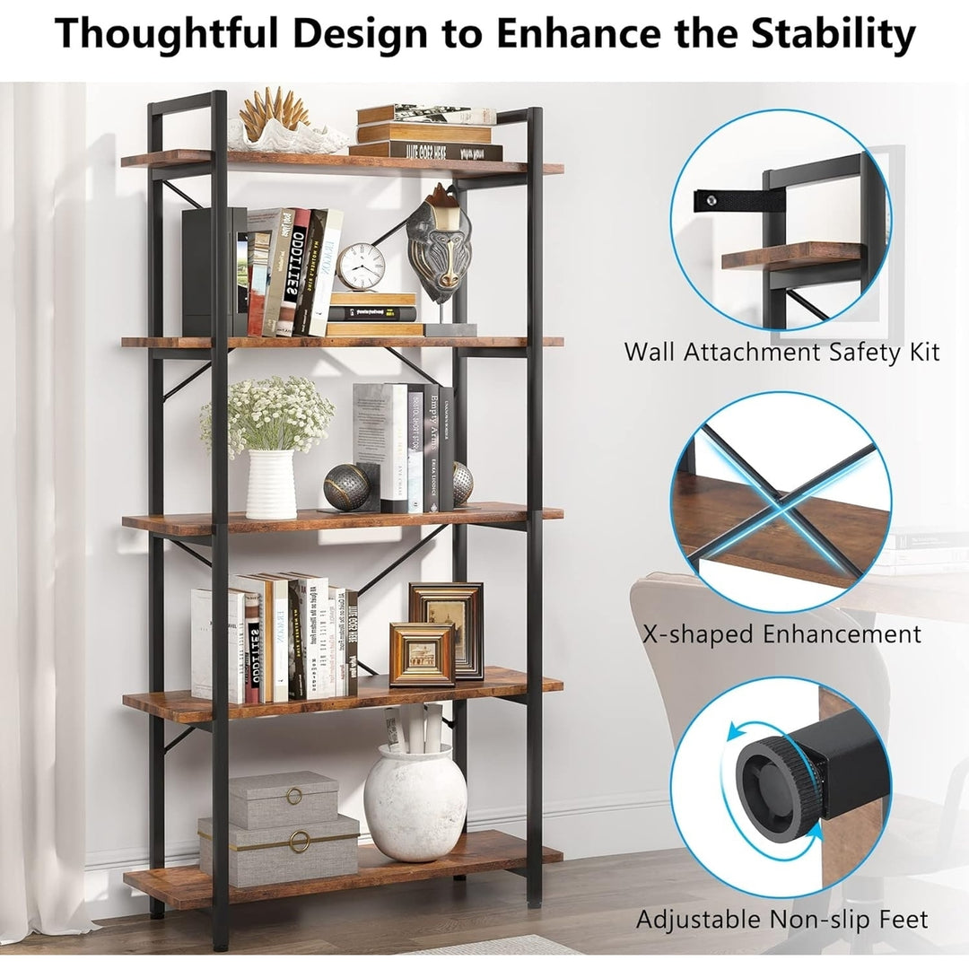 Tribesigns 5 Tier Black Bookshelf, Modern Etagere Bookcase with Metal Frame, Tall Book Shelf Unit Image 4