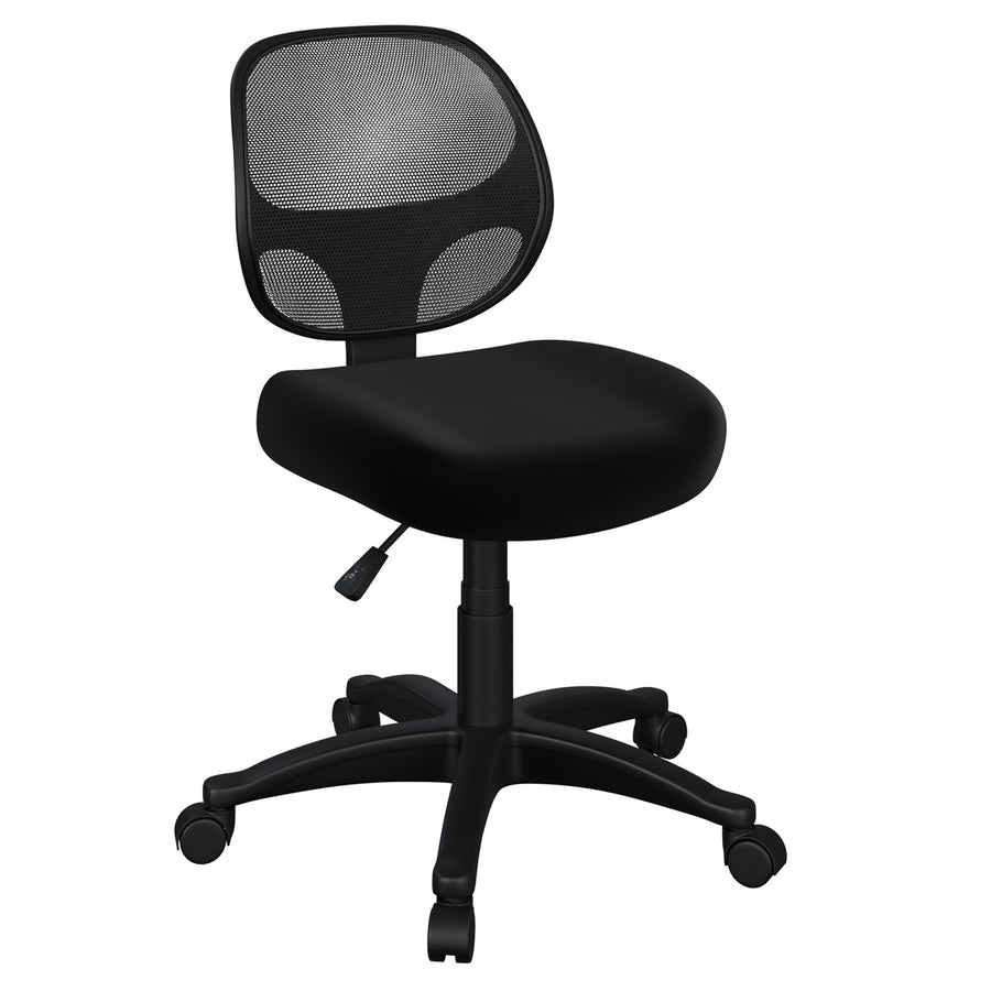 Adjustable Armless Office Chair Black 360 Degree Swivel Foam Seat Wheels Ergonomic Image 1