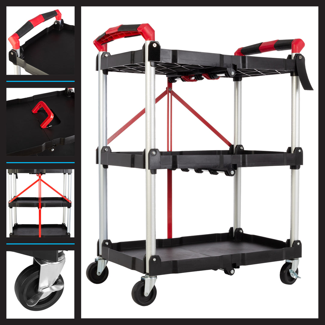 Stalwart Collapsible Cart Portable Lightweight Folding Utility Cart 150lb Capacity Image 3