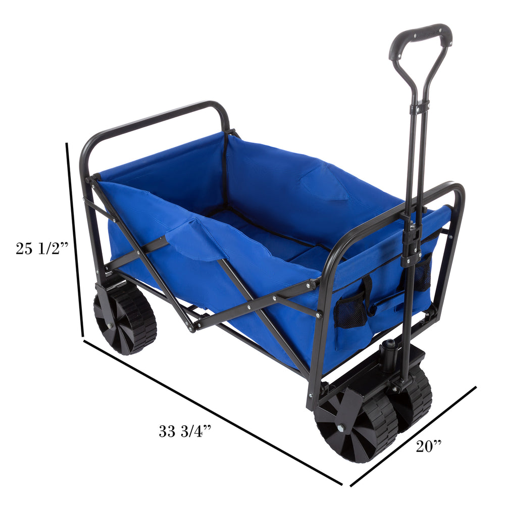 Collapsible Utility Wagon Folding Cart Heavy Duty Blue 176LB Capacity All-Terrain Image 2