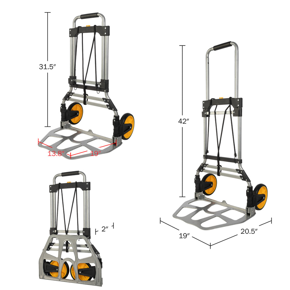 Dolly Cart Collapsible Handle Folding Hand Truck 330lb Capacity Foldable Cart Image 2