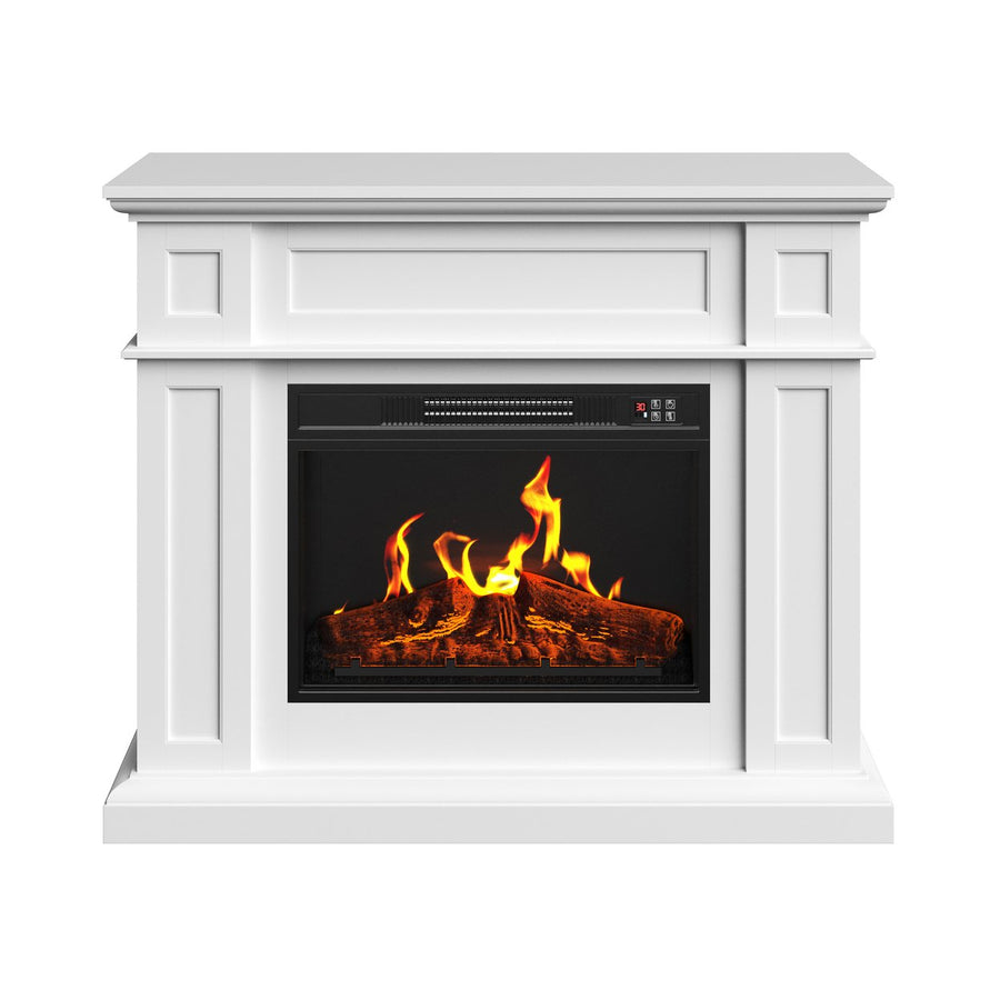 Electric Fireplace with Mantel Freestanding Heater White 1400W Indoor Decor Image 1