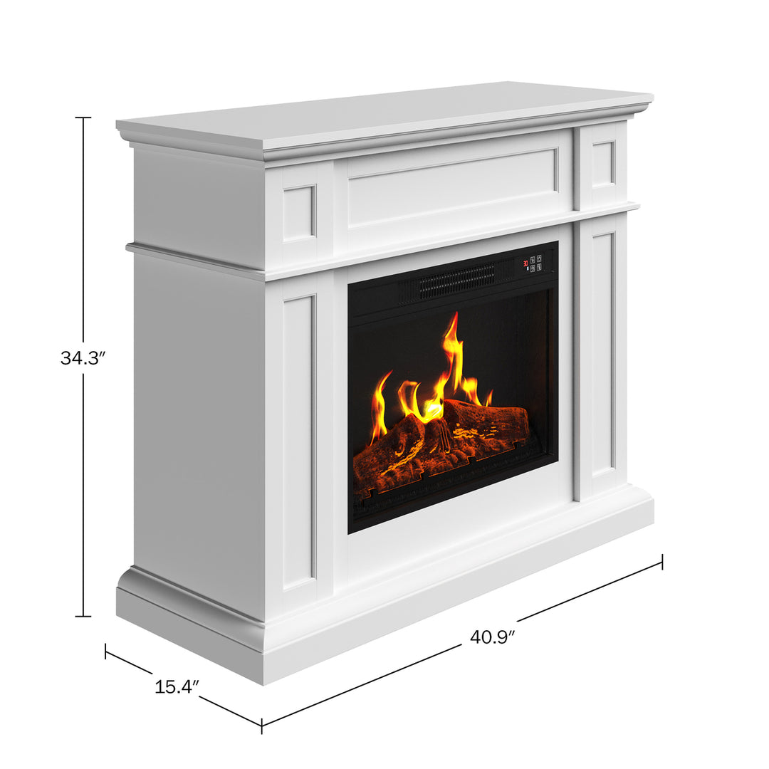 Electric Fireplace with Mantel Freestanding Heater White 1400W Indoor Decor Image 2