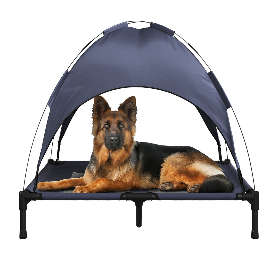 Elevated Dog Bed Canopy Blue 36x30in Outdoor Indoor Portable Carrying Case Image 1