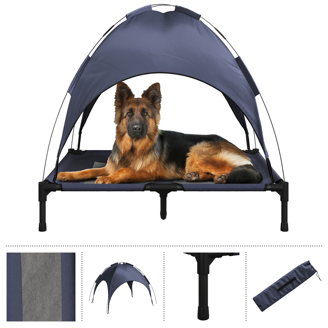 Elevated Dog Bed Canopy Blue 36x30in Outdoor Indoor Portable Carrying Case Image 3