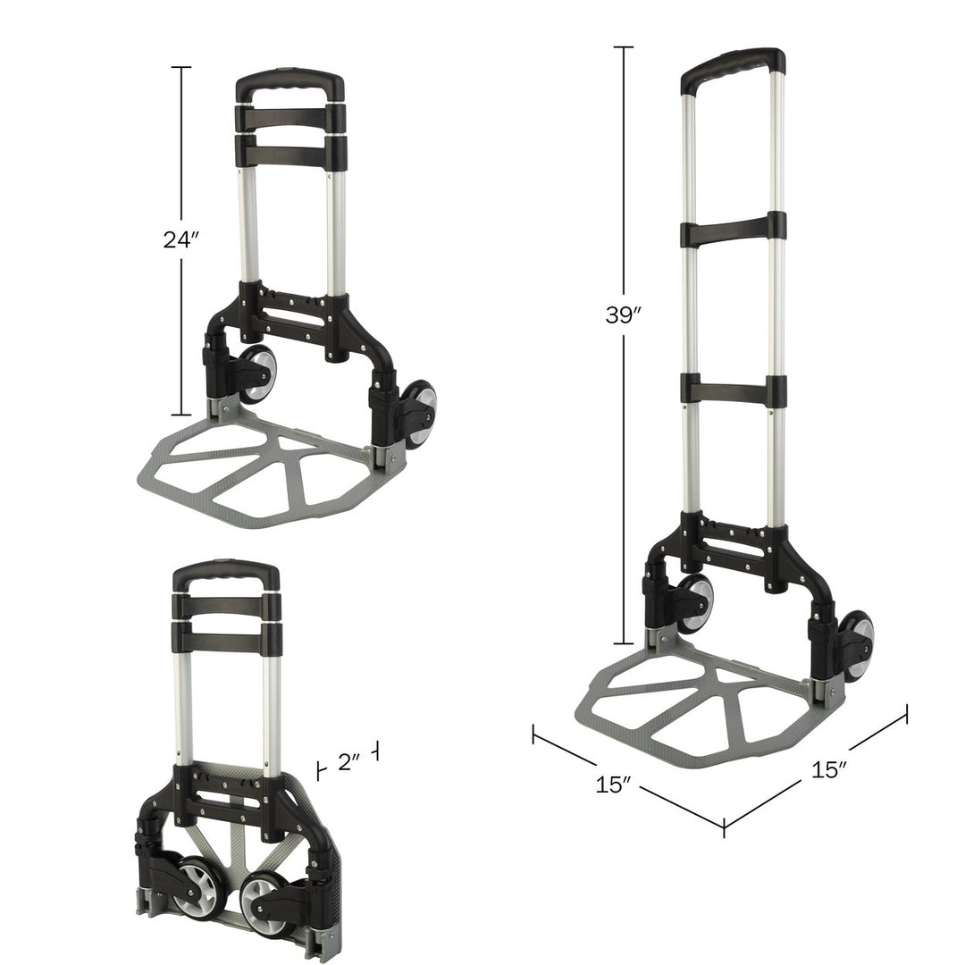 Stalwart Folding Hand Truck Dolly Cart 154lb Aluminum Lightweight Compact Silver Image 2