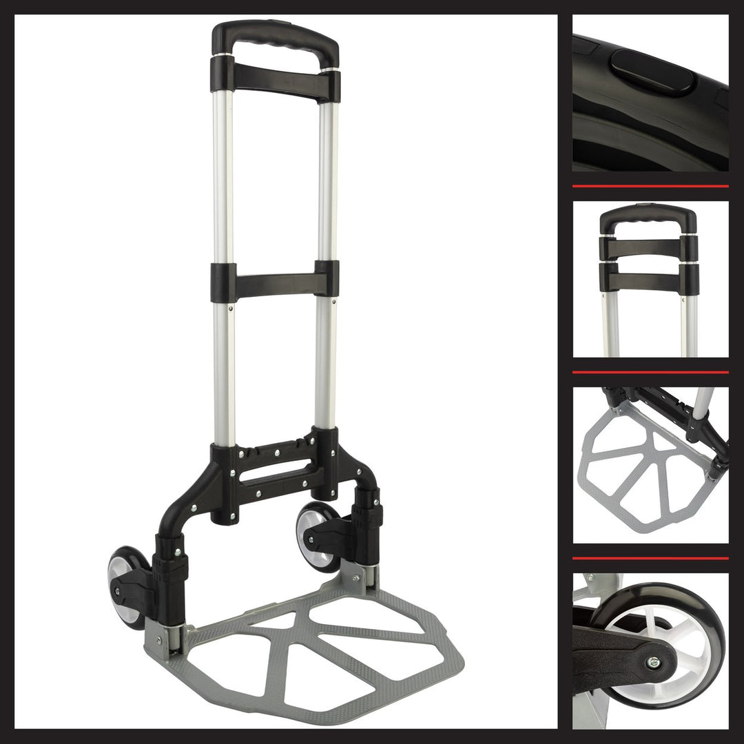 Stalwart Folding Hand Truck Dolly Cart 154lb Aluminum Lightweight Compact Silver Image 3