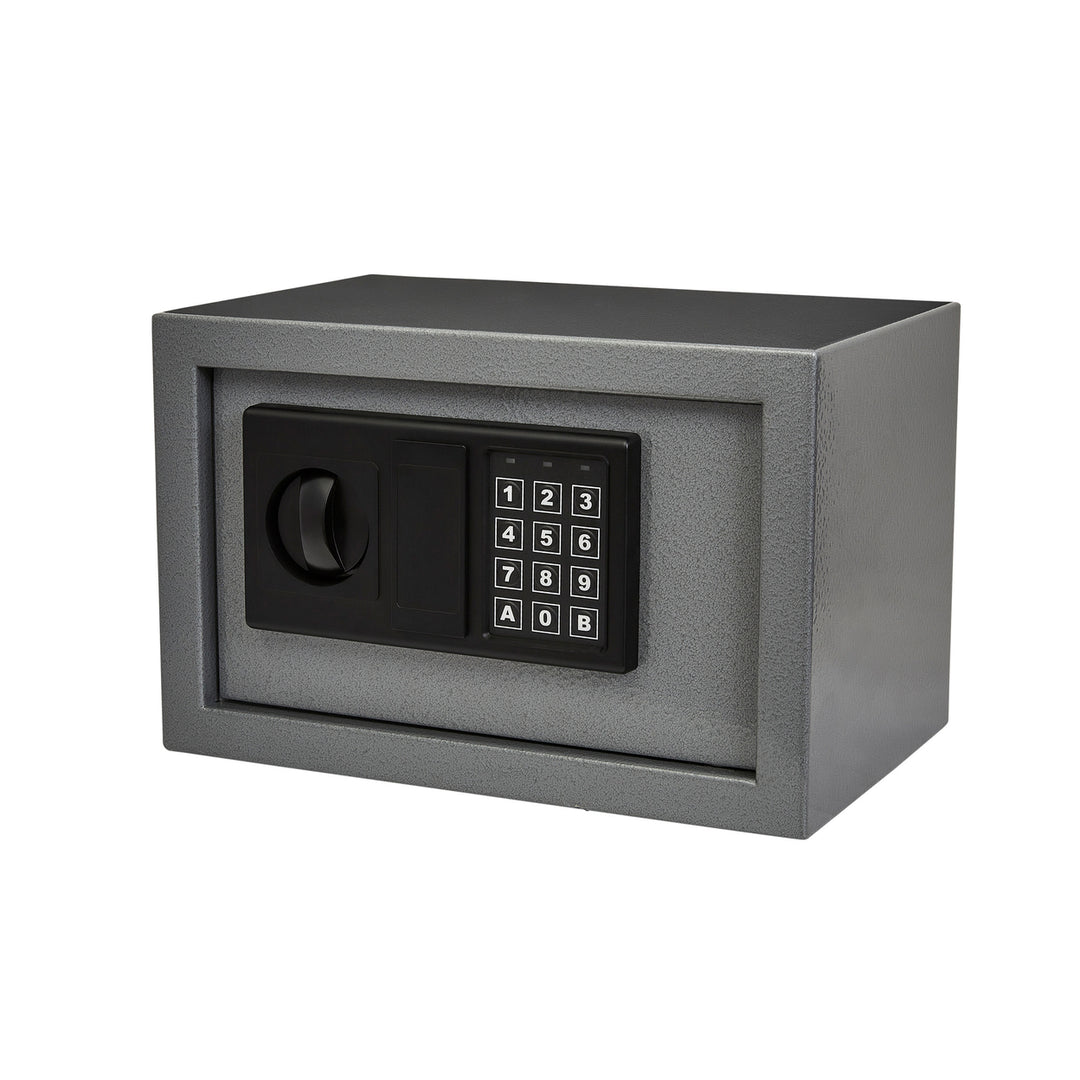 Gray Digital Safe Box Steel Lock Box Keypad Override Keys Protects Valuables Image 1