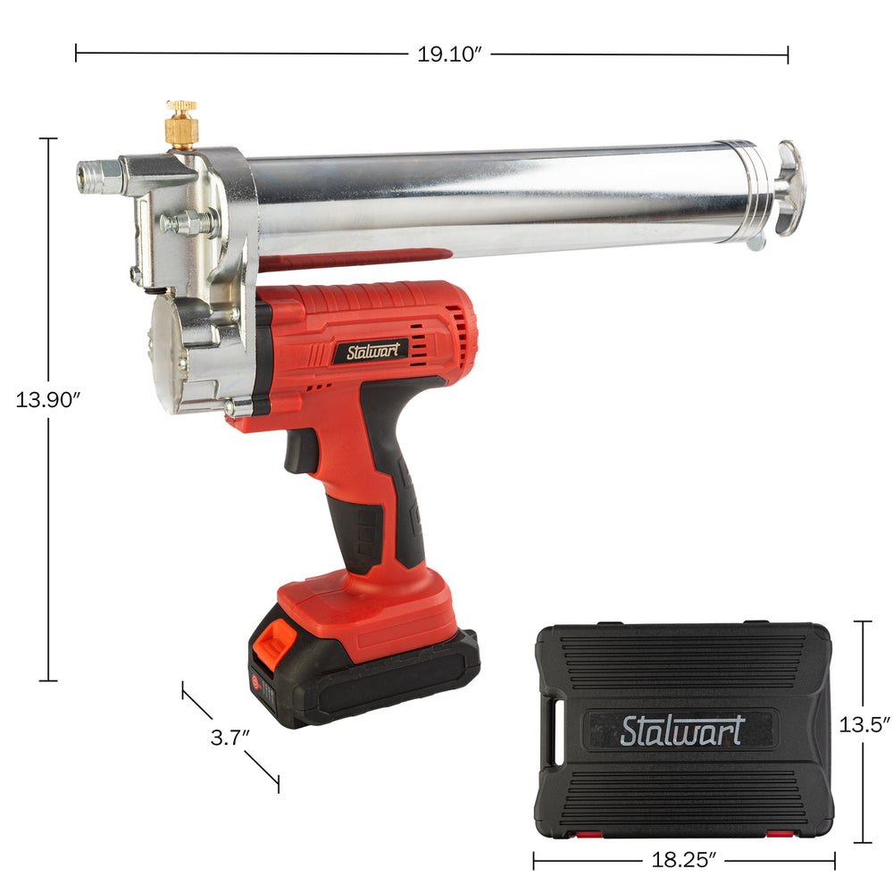 Stalwart 20V Cordless Grease Gun 12000 PSI Tool Kit Red 14in Hose Couplers Image 2