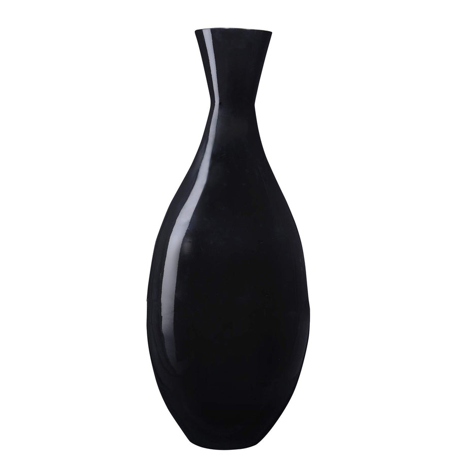 Handcrafted 24" Tall Black Bamboo Floor Vase Tear Drop Decorative Accent Image 1