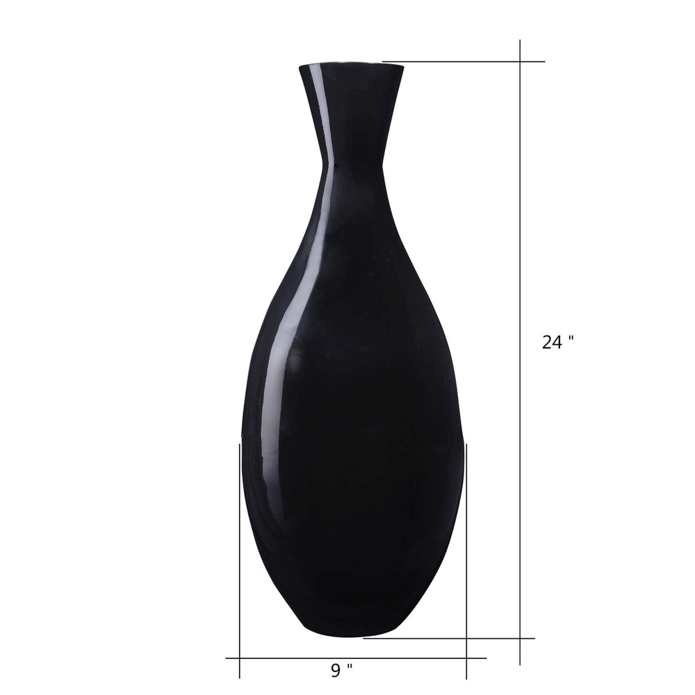 Handcrafted 24" Tall Black Bamboo Floor Vase Tear Drop Decorative Accent Image 2