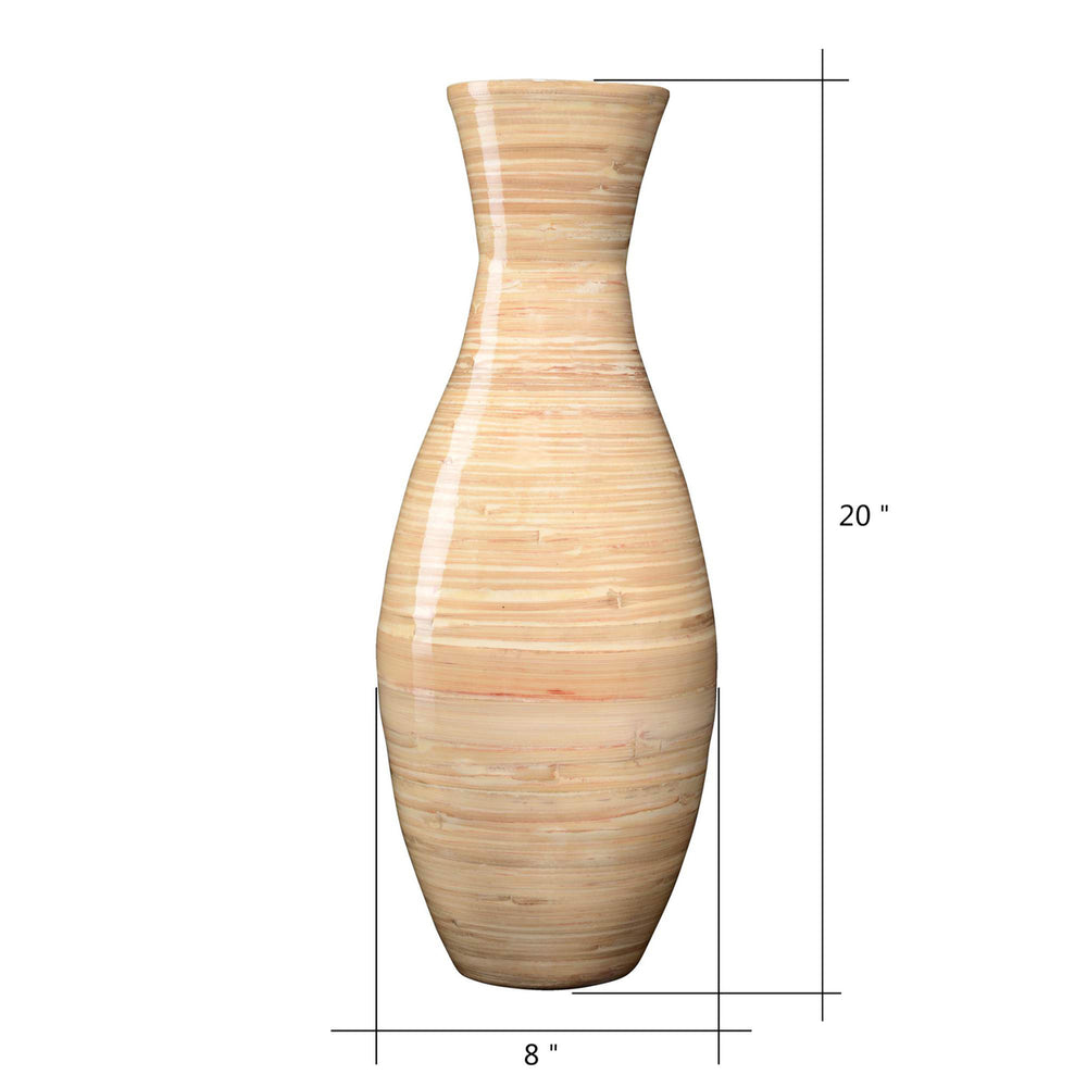 Handcrafted 20 In Tall Natural Bamboo Vase Decorative Classic Floor Vase Image 2