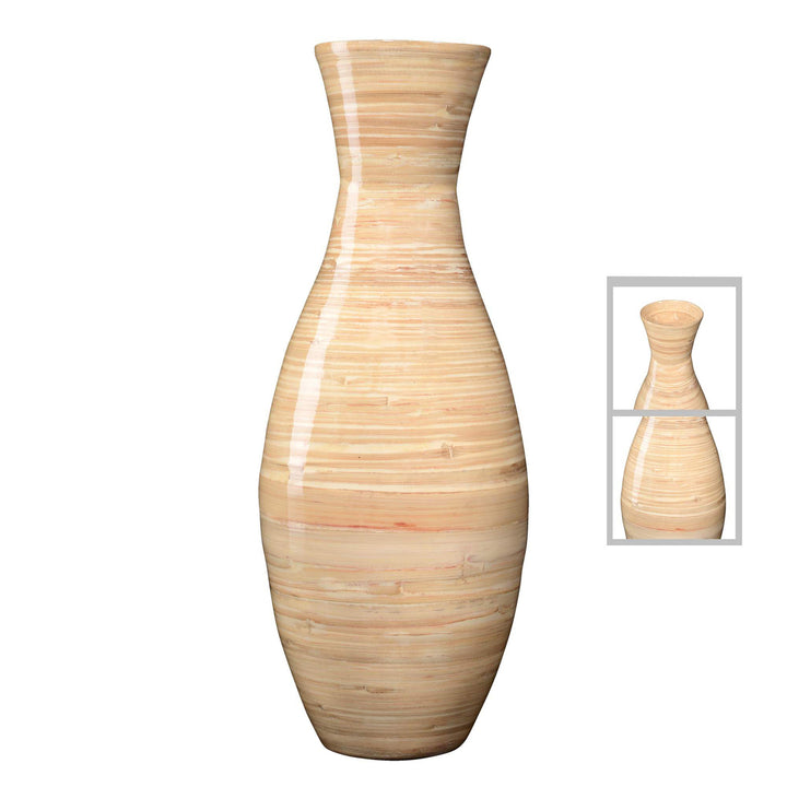 Handcrafted 20 In Tall Natural Bamboo Vase Decorative Classic Floor Vase Image 3