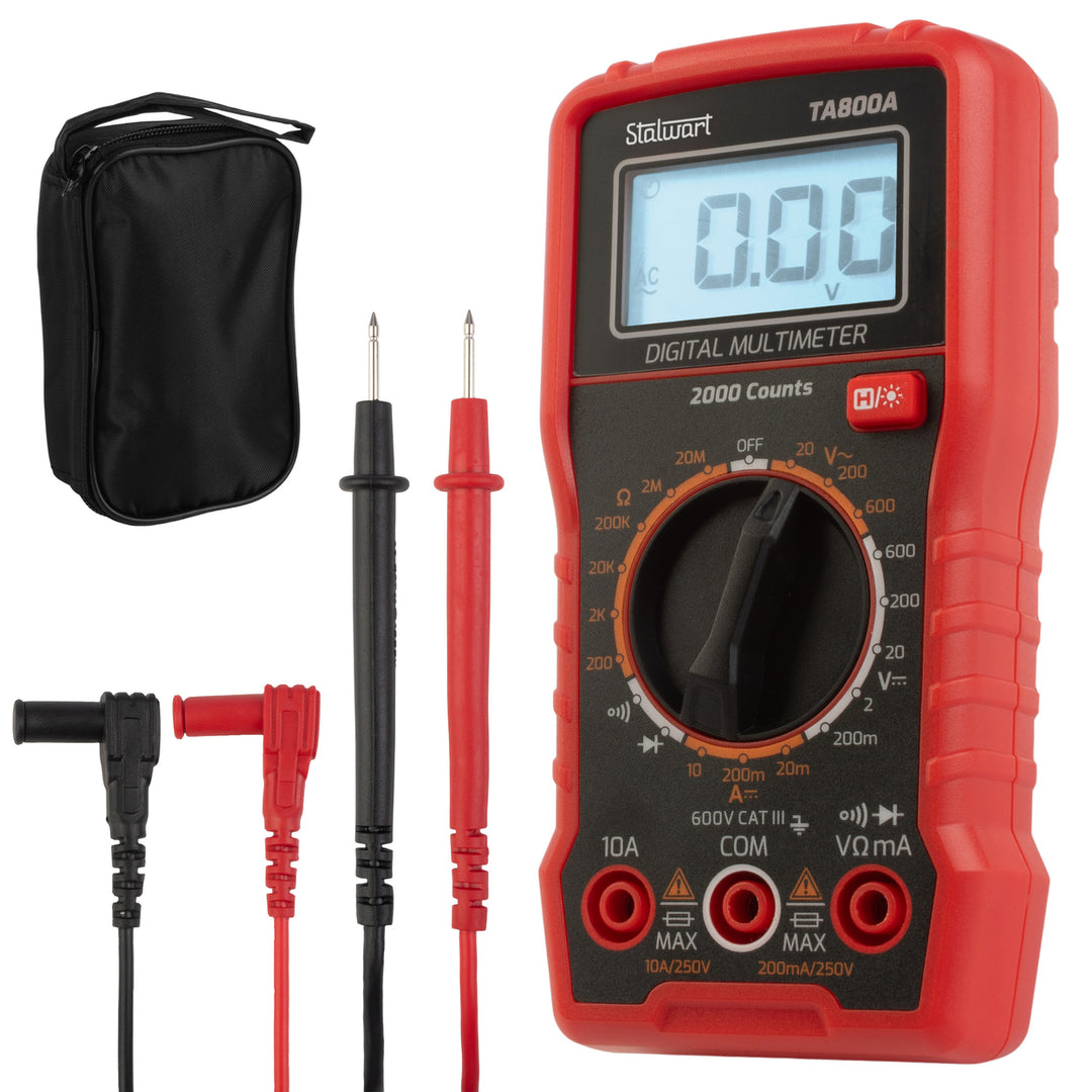 Multimeter Voltage Tester Digital Volt Meter with Backlit Display Needle Probes Image 1