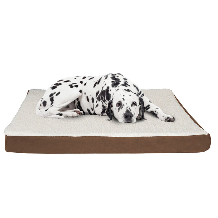 Orthopedic Dog Bed XL Memory Foam Sherpa Washable Cover 44x35 Brown Image 1