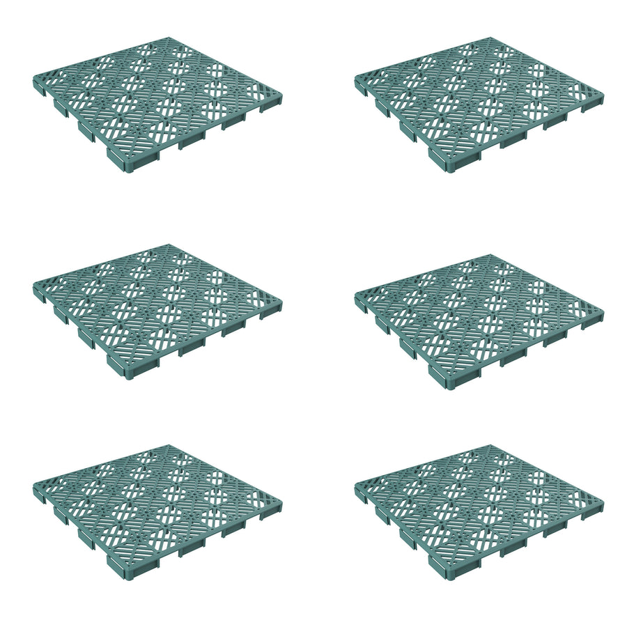 Outdoor Patio Easy Snap Green Floor Tiles 11.5 x 11.5 Set of 6 Water Drainage Image 1