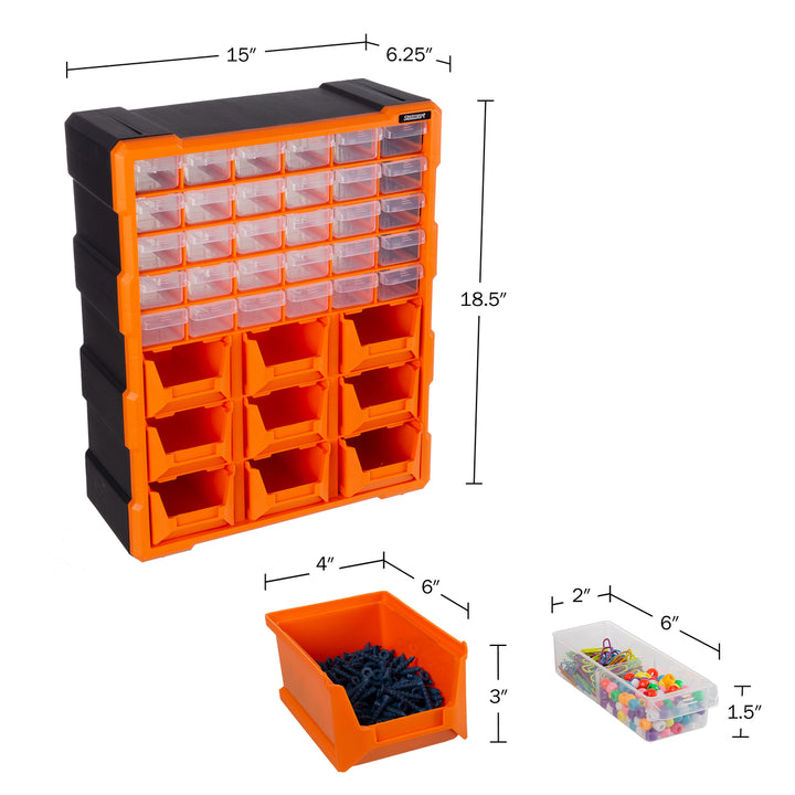 Plastic Storage Drawers 39-Drawer Screw Organizer Craft Cabinet, Black Image 2