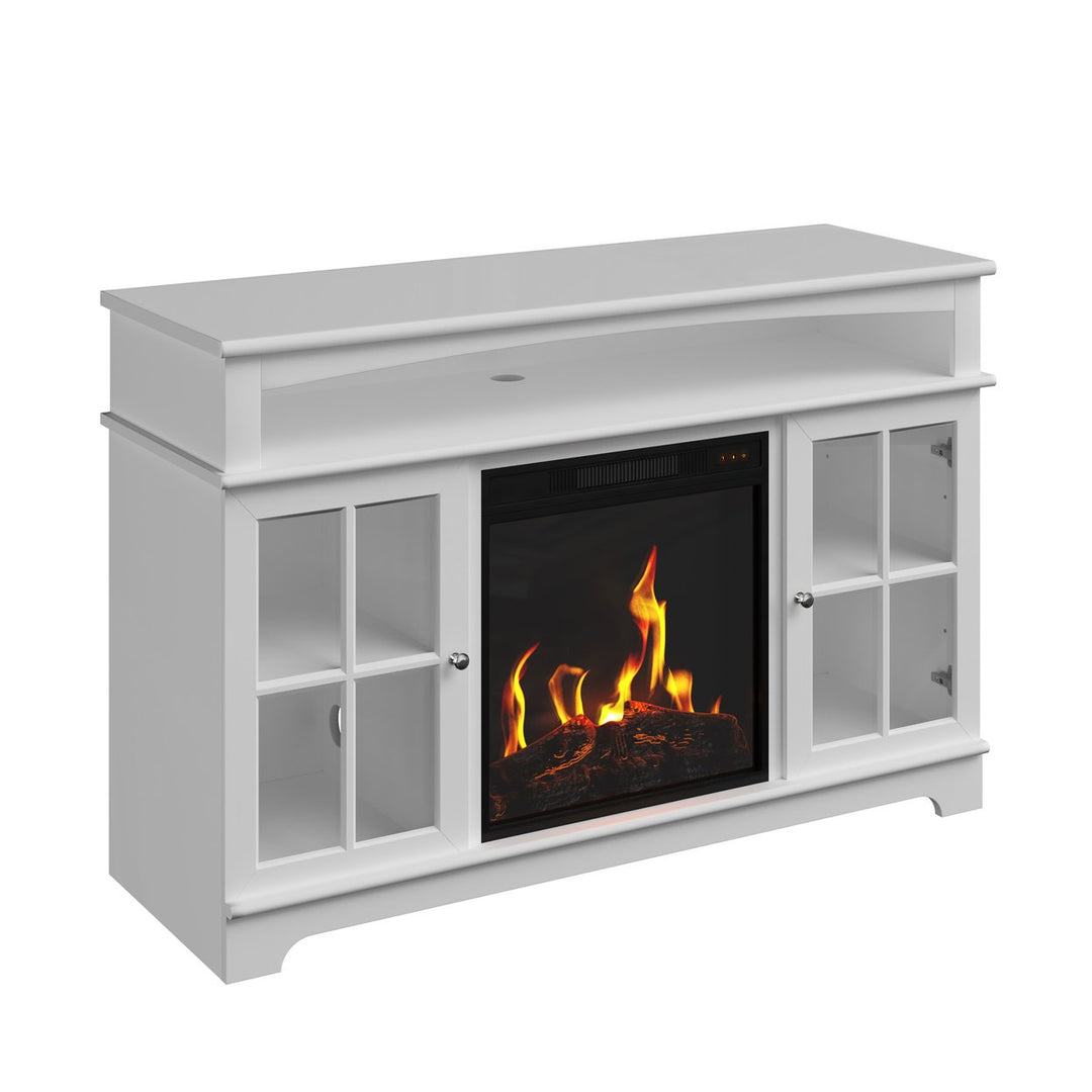 White TV Stand with Electric Fireplace for TVs Up to 50 Inches Media Console Image 1