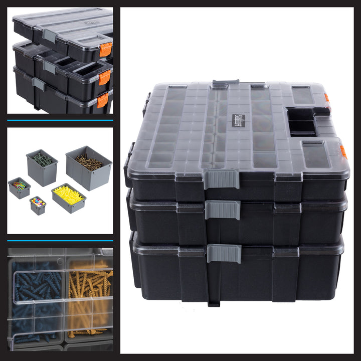 Tool Box Organizer 3in1 Portable Parts Organizer 52 Customizable Compartments Image 3