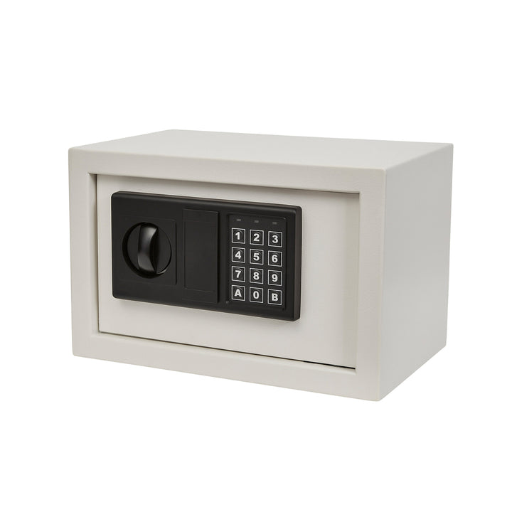 White Digital Safe Box Steel Lock Box Keypad Override Keys Protects Valuables Image 1