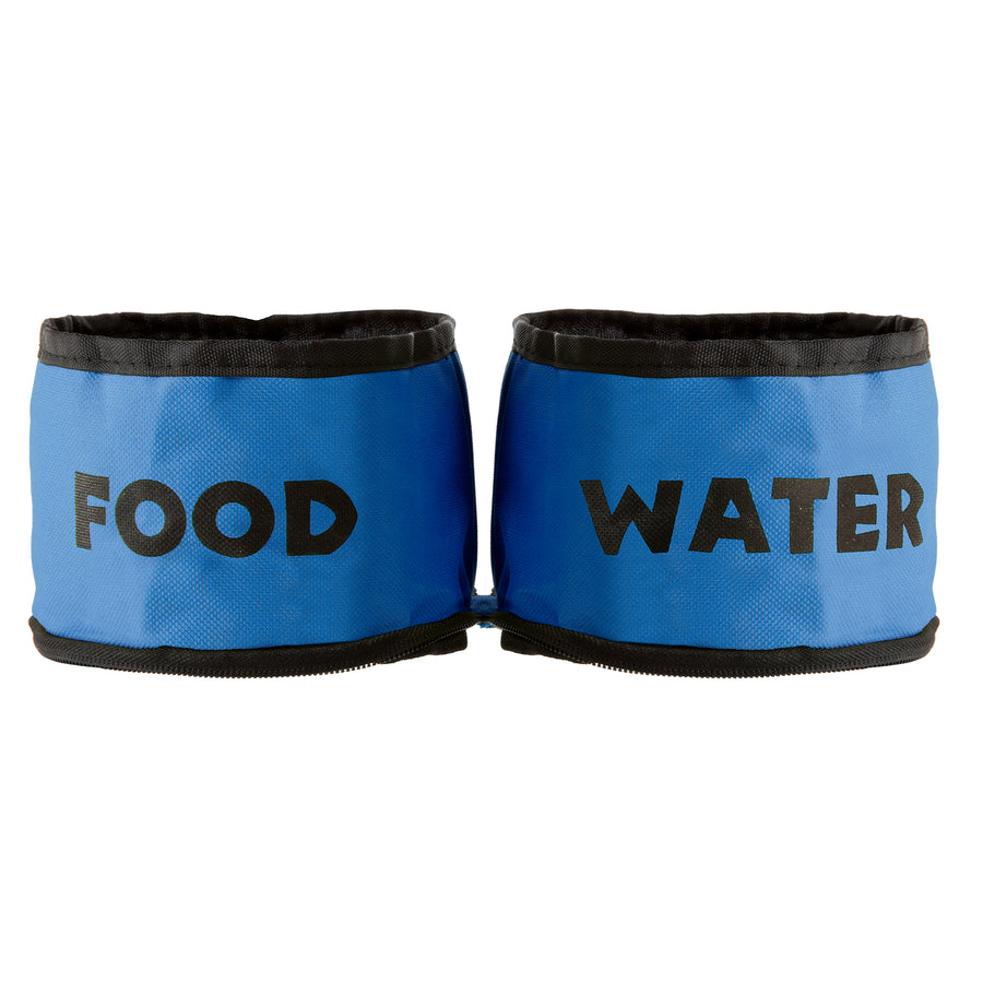 Collapsible Travel Pet Bowls Set of 2 for Dogs or Cats, Blue Image 1