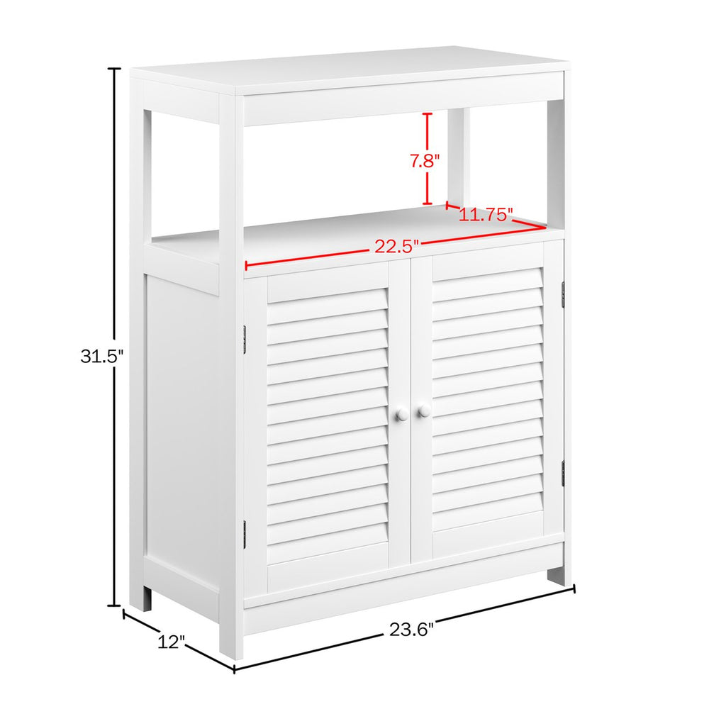 Lavish Home White Storage Cabinet 23.6 Inch Double Doors 2 Shelves Kitchen Bathroom Image 2