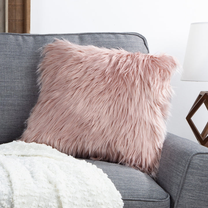 Himalayan Faux faux Accent Pillow 18 Inch Blush Pink Removable Cover Plush Comfort Image 1