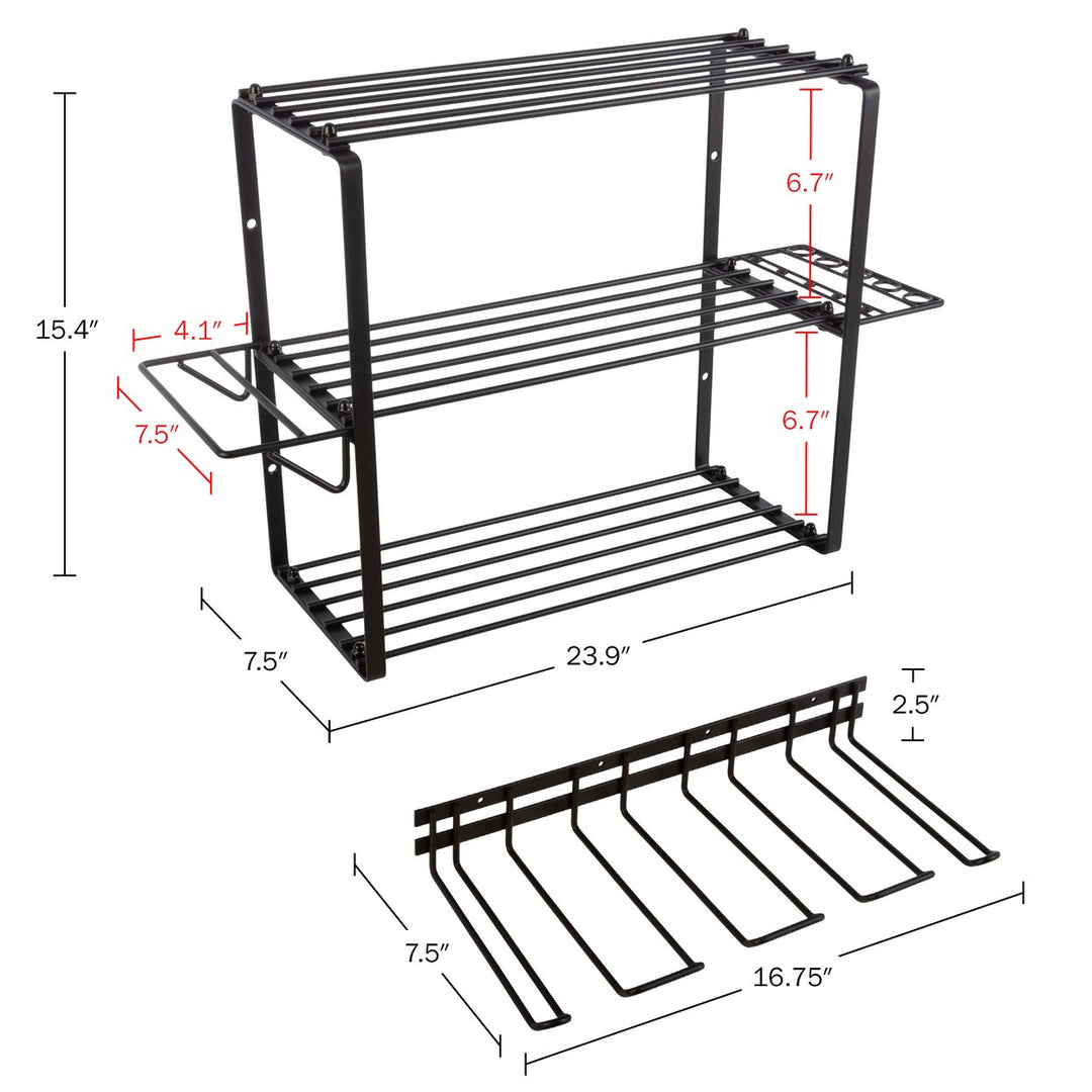 Stalwart Power Tool Organizer Wall Mount 4 Tier Steel Shelving Unit Black 140lb Capacity Image 2