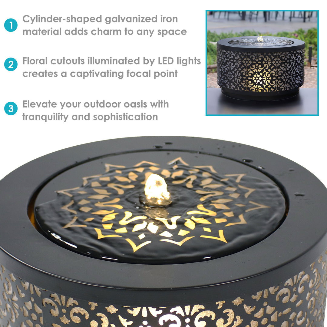 Sunnydaze Filigree Cutout Galvanized Iron Outdoor Fountain with LED Lights Image 4