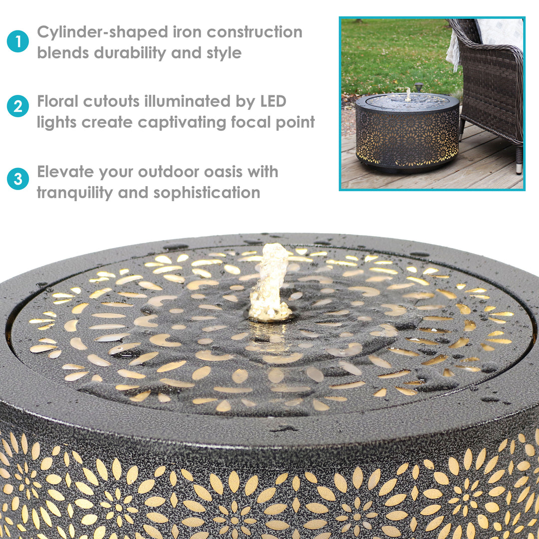 Sunnydaze Flower Cutout Galvanized Iron Outdoor Water Fountain - 19.5 in Image 4