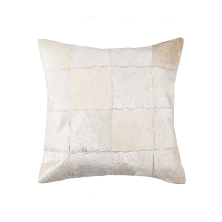 Torino Cowhide Pillow 18x18 Indian Leather Decorative Cushion Soft Natural Image 1