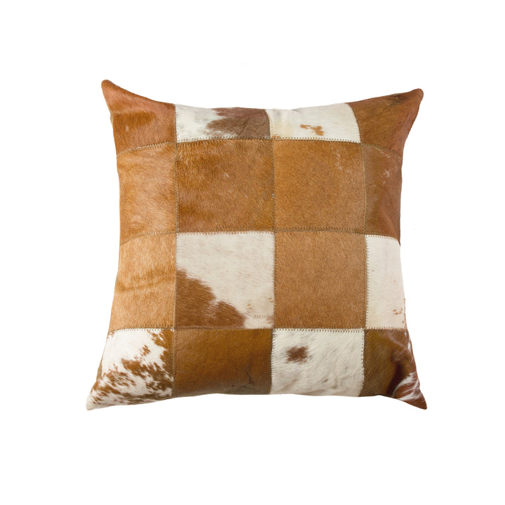 Torino Cowhide Pillow 18x18 Indian Leather Decorative Cushion Soft Natural Image 9