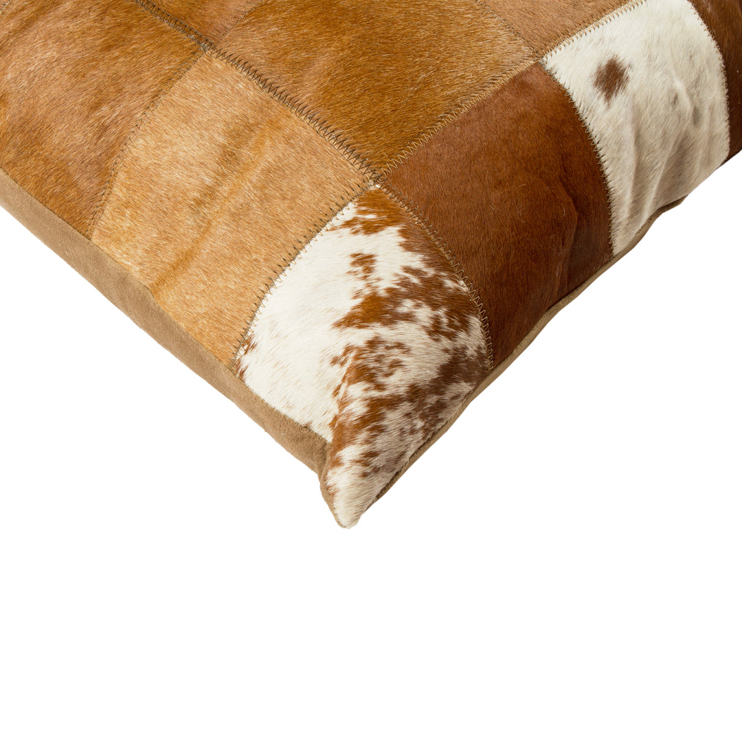 Torino Cowhide Pillow 18x18 Indian Leather Decorative Cushion Soft Natural Image 10