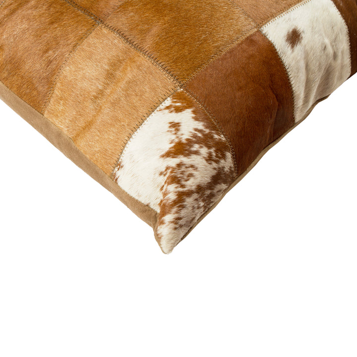 Torino Cowhide Pillow 18x18 Indian Leather Decorative Cushion Soft Natural Image 10