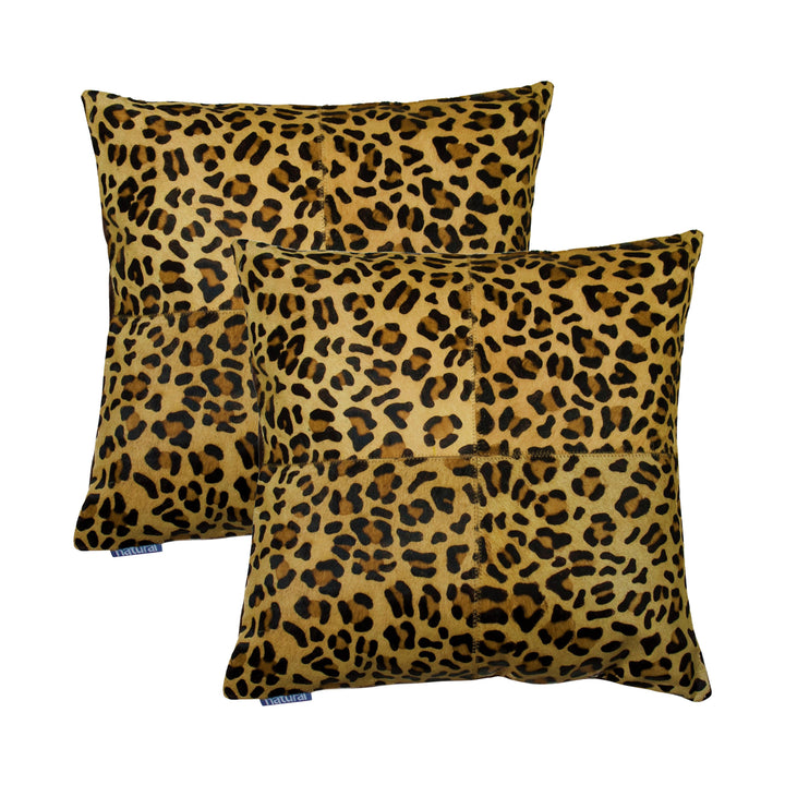 Torino Cowhide Pillow 2-Piece Set 18x18 Indian Leather Decor Natural Texture Image 3