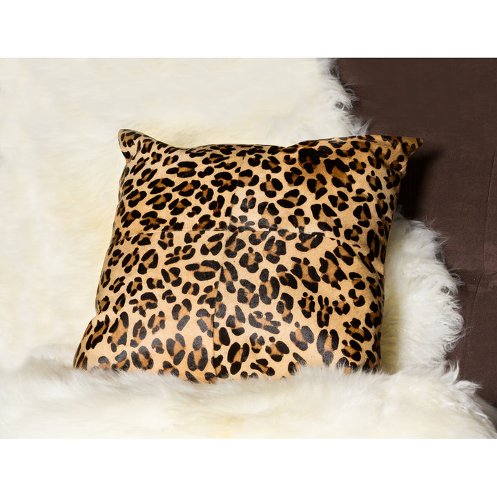 Torino Cowhide Pillow 2-Piece Set 18x18 Indian Leather Decor Natural Texture Image 5