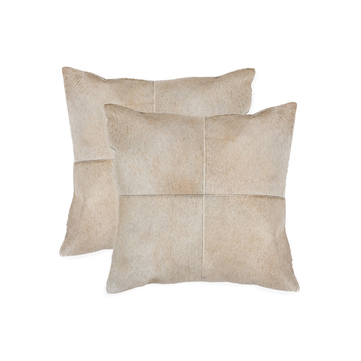 Torino Cowhide Pillow 2-Piece Set 18x18 Indian Leather Decor Natural Texture Image 6