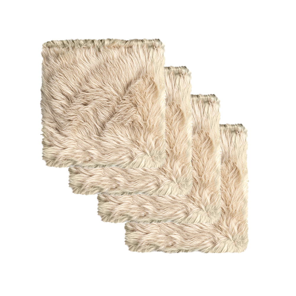 Luxe Faux Sheepskin Chair Pad Taupe 17x17 Micro Suede Backing Image 3