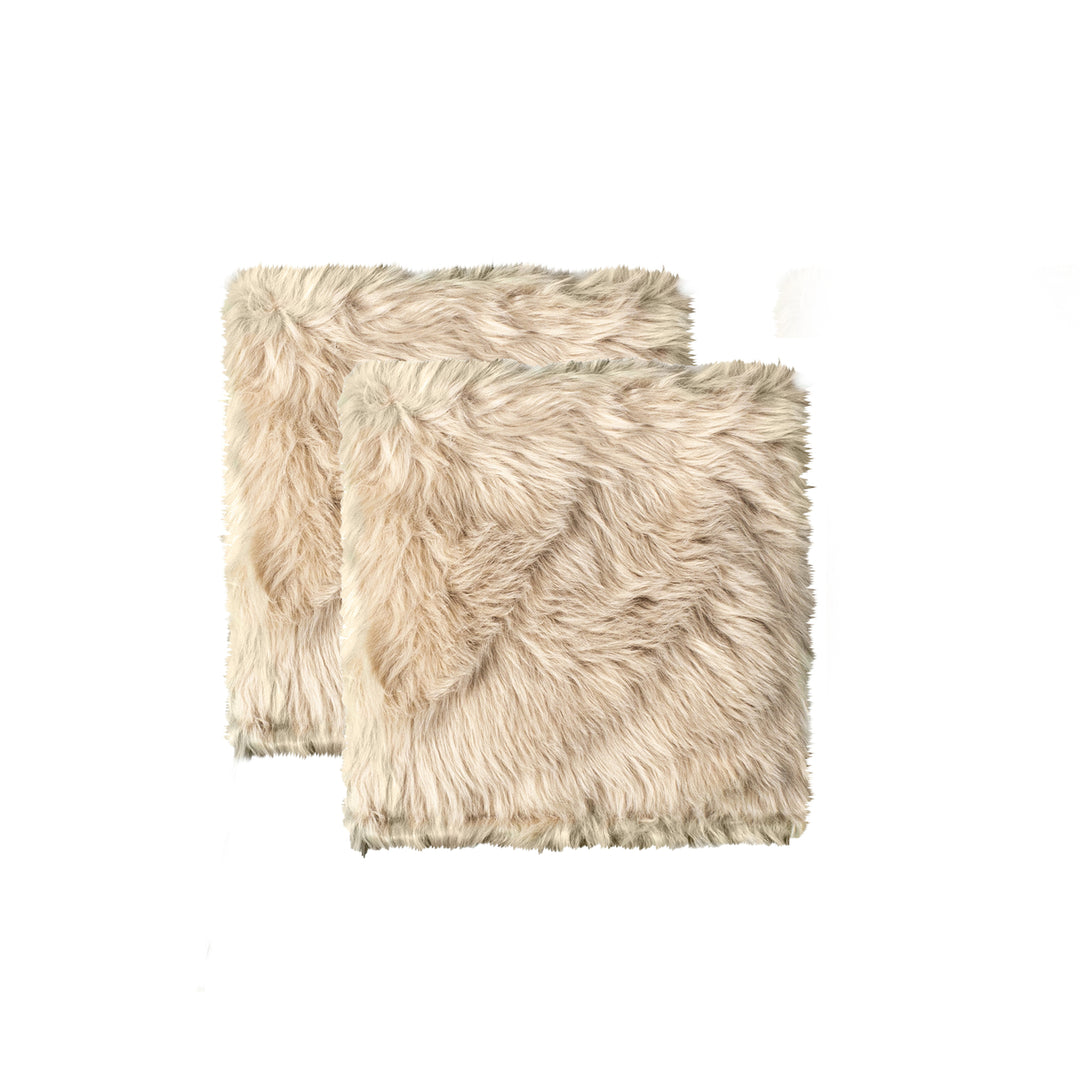 Luxe Faux Sheepskin Chair Pad Taupe 17x17 Micro Suede Backing Image 7