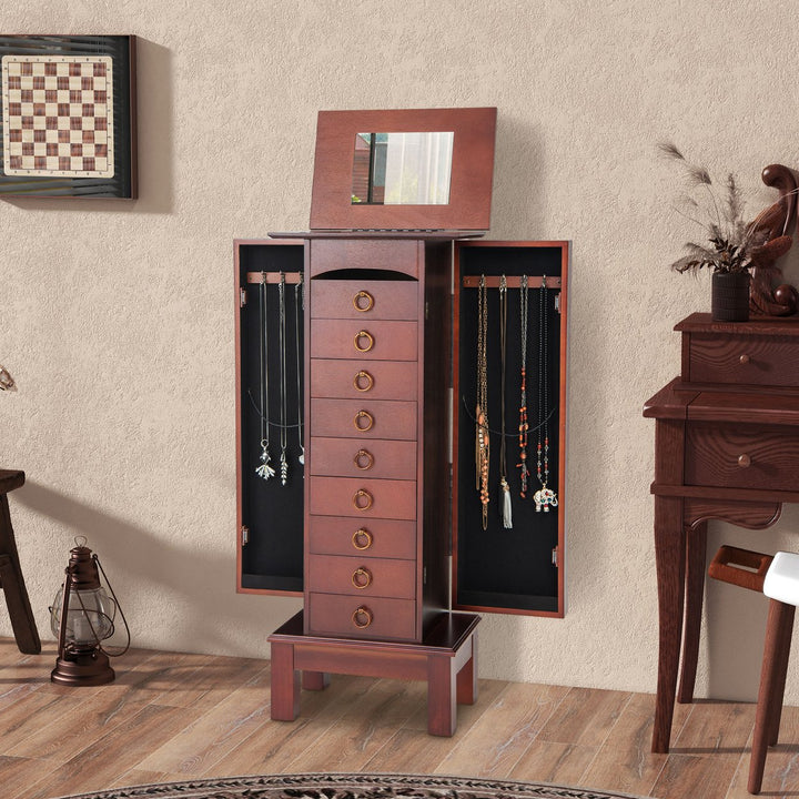 Wood Jewelry Cabinet Storage Chest Stand Organizer Necklace Image 5