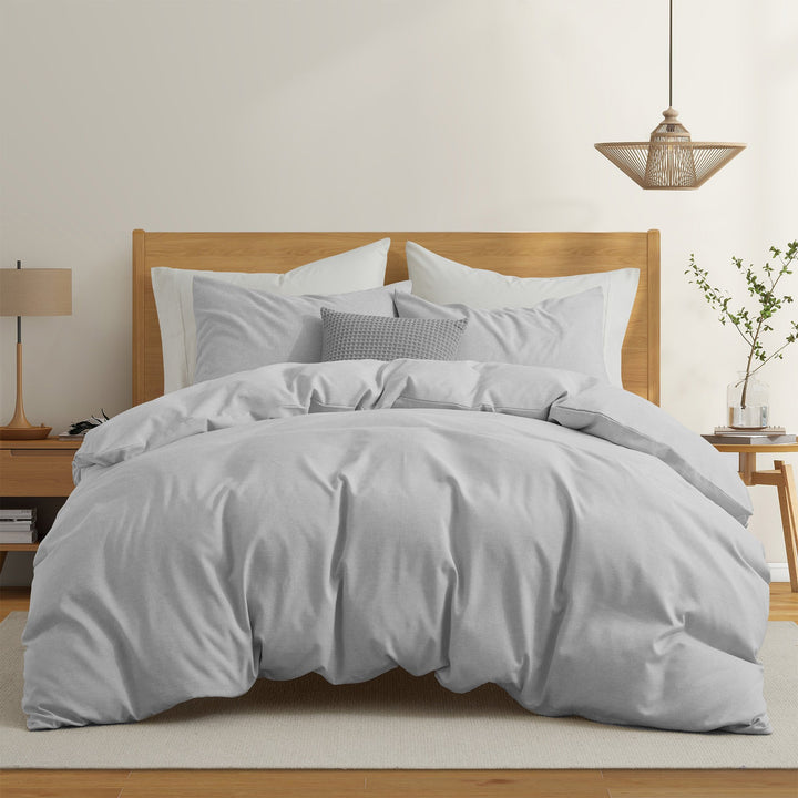 Goose Down Comforter Bundle All Season 2 Pack Pillows Faux Linen Duvet Set Image 10