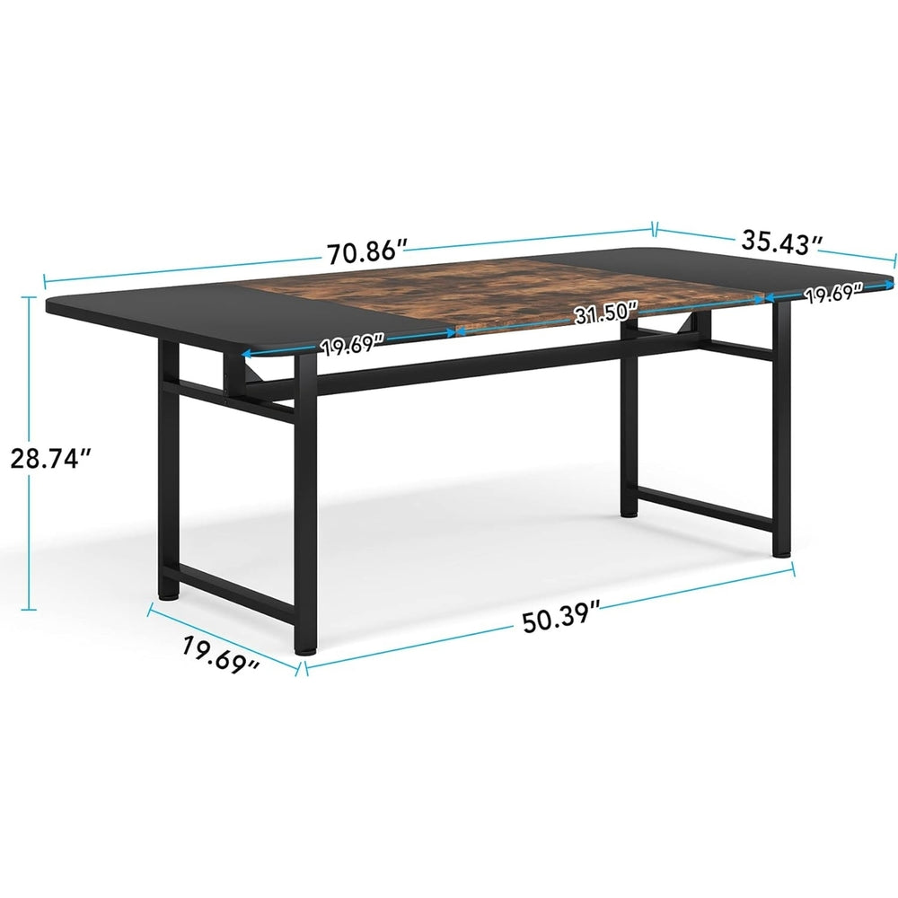 Tribesigns Conference Table 70.8" W x 35.4" D Heavy Duty Metal Frame Rustic Brown Image 2