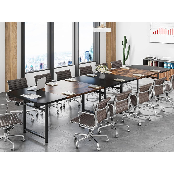 Tribesigns Conference Table 70.8" W x 35.4" D Heavy Duty Metal Frame Rustic Brown Image 5