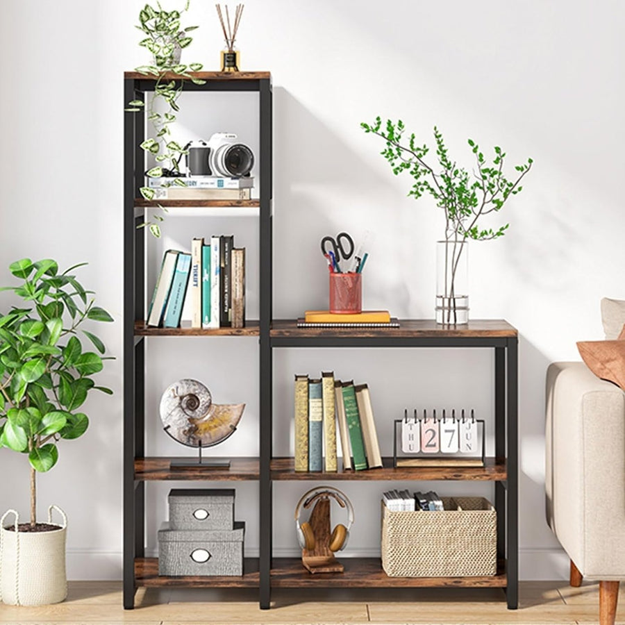 Tribesigns 5-Tier Bookshelf Ladder Corner Bookcase Storage Shelf 39.4 in Black Image 1