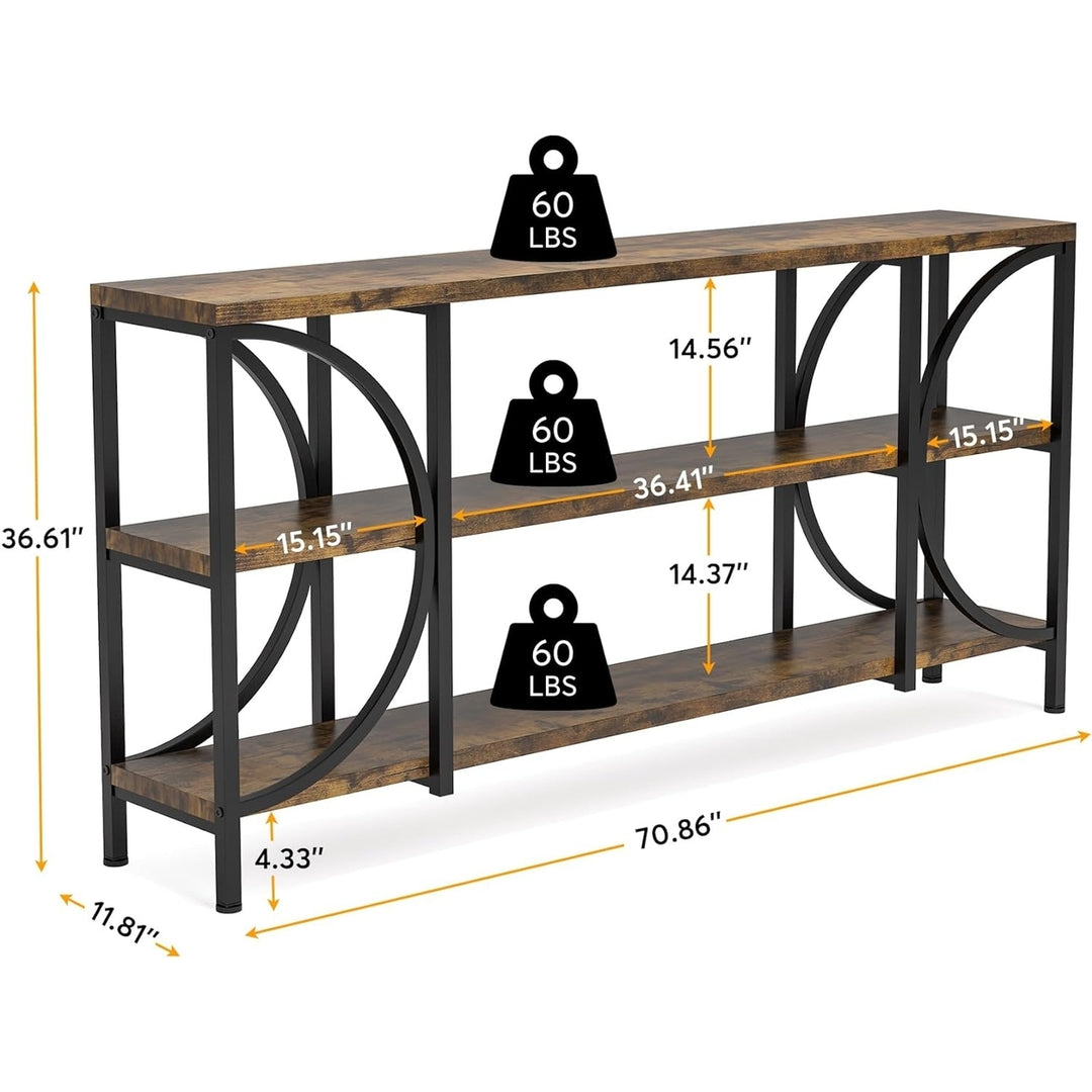 Tribesigns 70.9" Extra Long Sofa Table, 3 Tier Narrow Console Table with Storage Shelves, Industrial Entryway Table Image 3