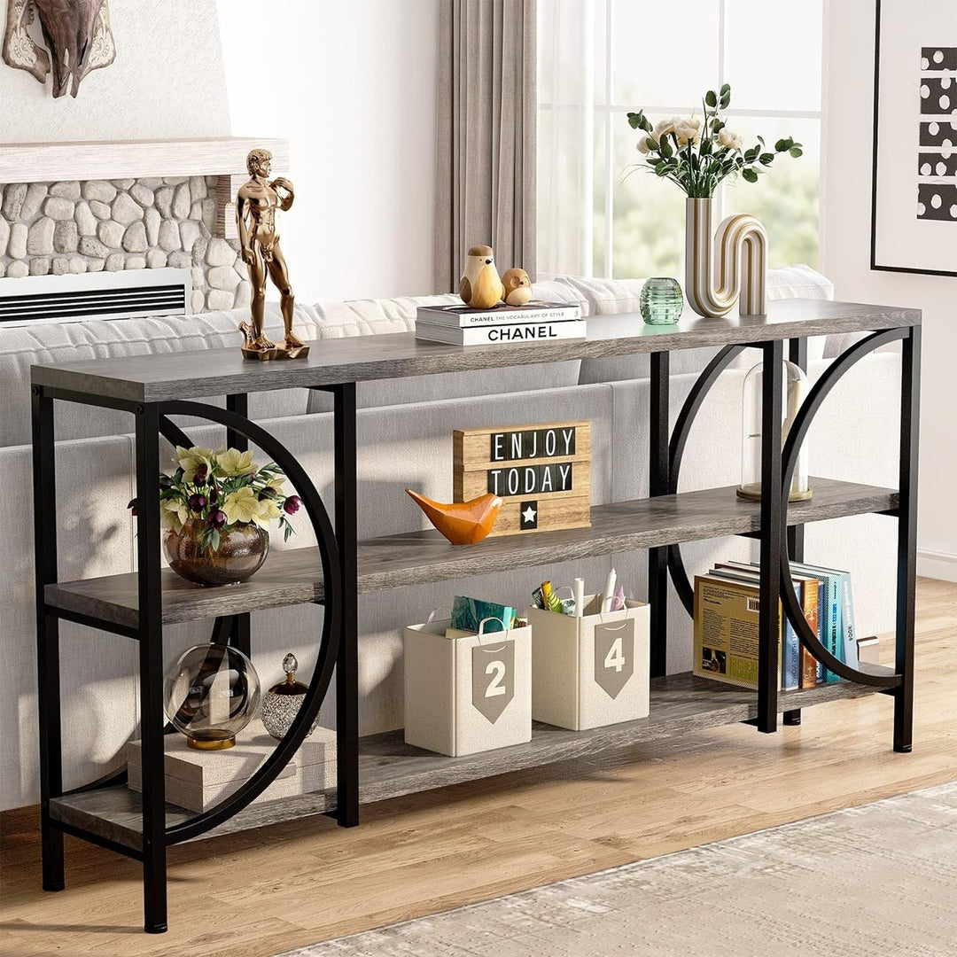 Tribesigns 70.9" Extra Long Sofa Table, 3 Tier Narrow Console Table with Storage Shelves, Industrial Entryway Table Image 4