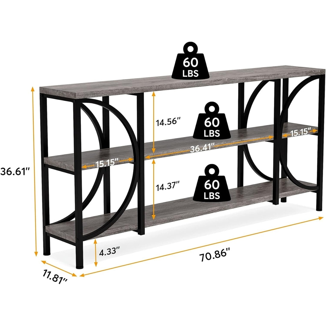 Tribesigns 70.9" Extra Long Sofa Table, 3 Tier Narrow Console Table with Storage Shelves, Industrial Entryway Table Image 6