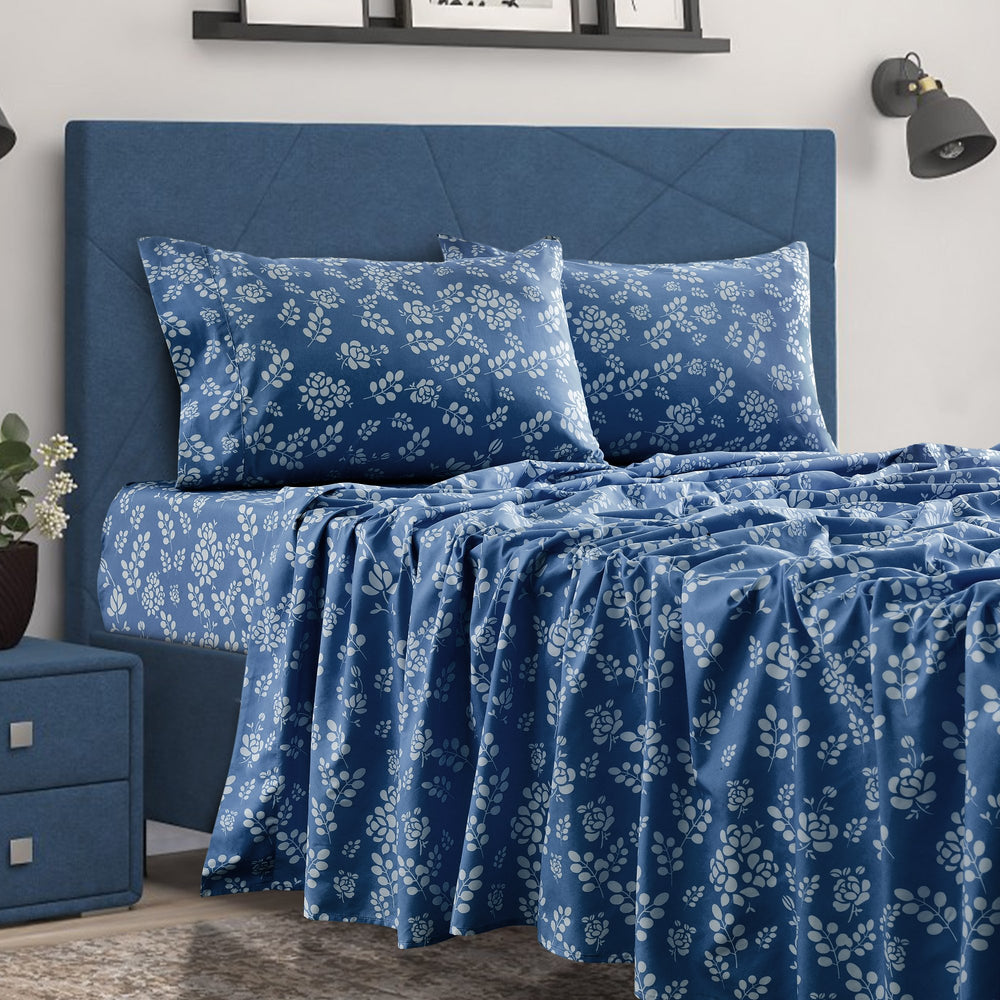 4 Piece Floral Design Bed Sheet Set Ultra-Soft, Wrinkle, Fade Resistant Image 2